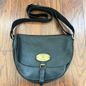 Mulberry Black Crossbody Bag with Gold Clasp